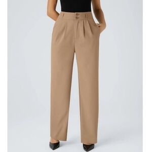 NWT Halara High Waist Double Button Trousers, Size Large Tall, Color Cartouche